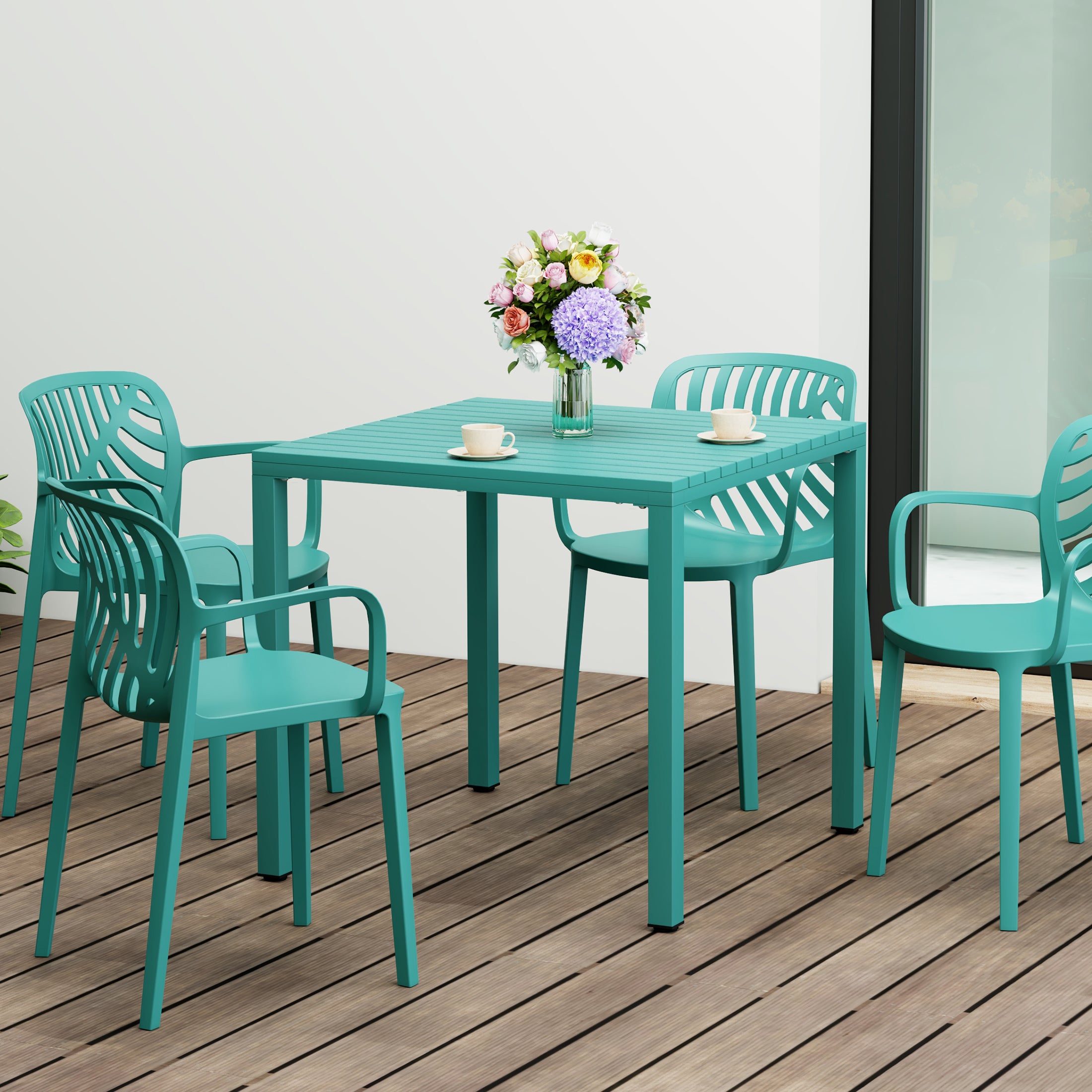 Playa 31.5" Iron Metal Frame Outdoor Square Patio Dining Table