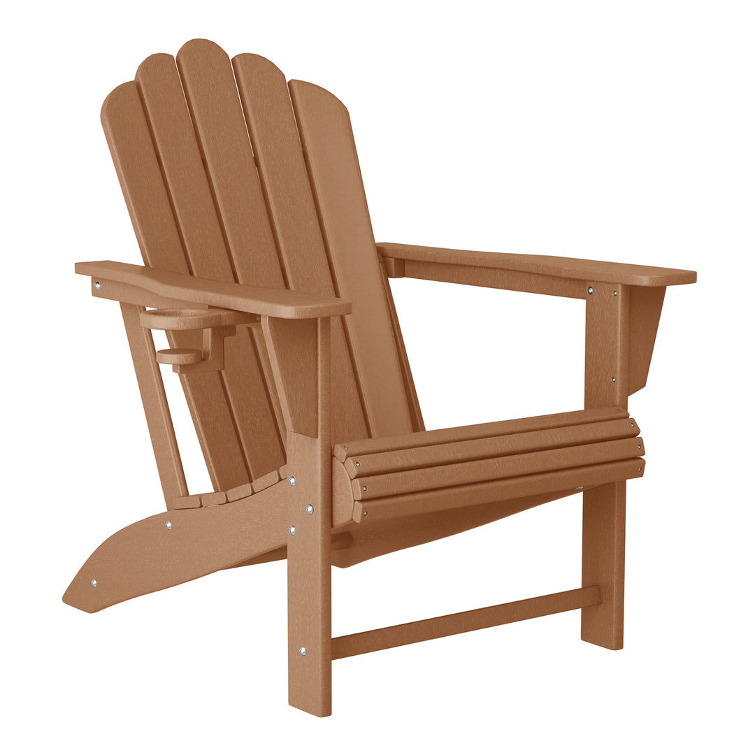Highland Outdoor Patio HDPE Adirondack Chairs With Cup Holders (Set of 4)