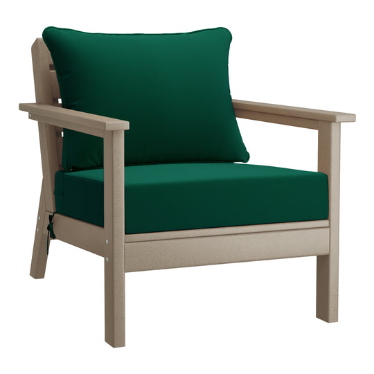 Avalon Outdoor Modern HDPE Patio Club Chairs with Deep Seat Cushions (Set of 2)
