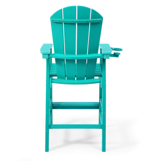 Malibu Outdoor HDPE Tall Adirondack Bar Height Chair With Cup Holder