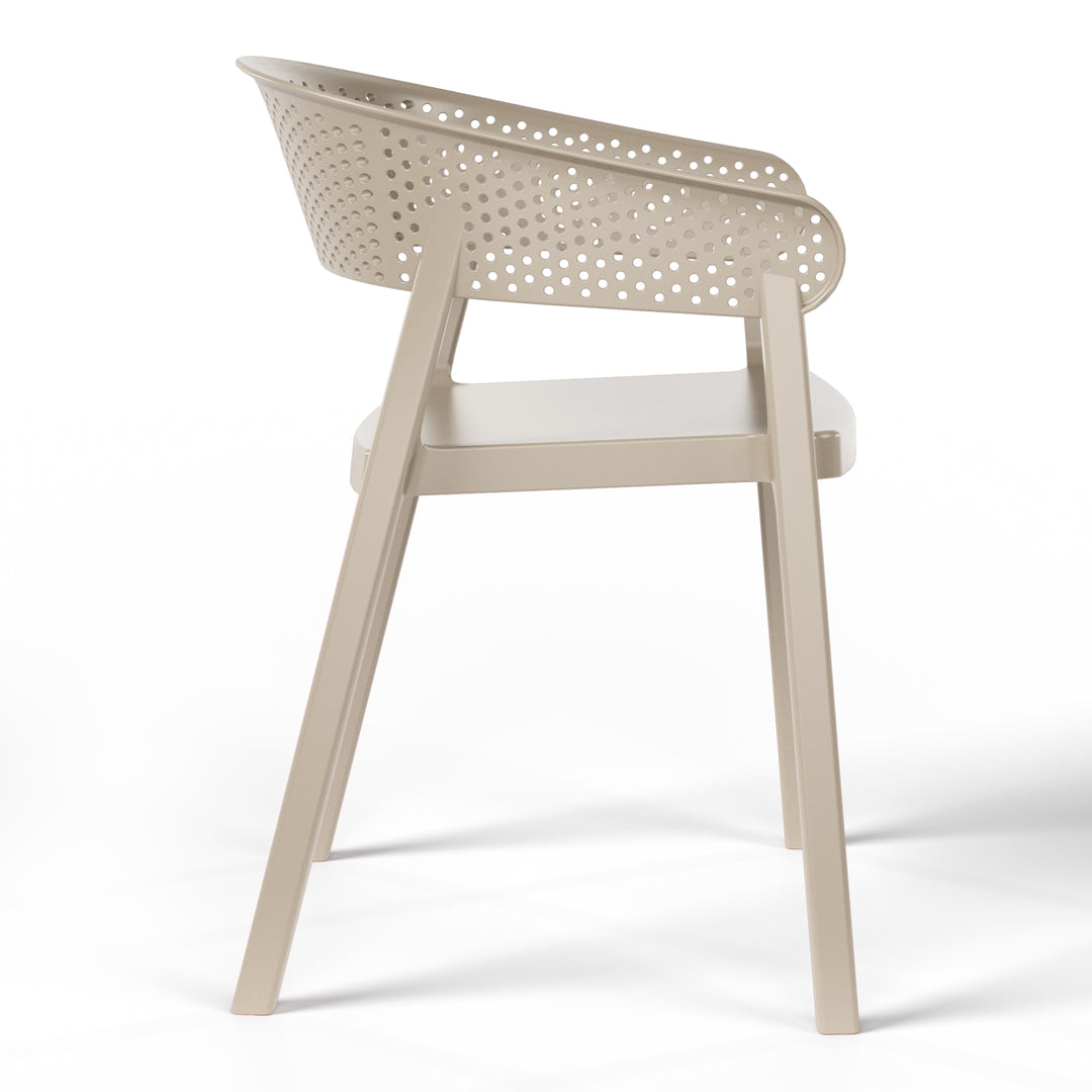 Playa 5-Piece Modern Patio Round Dining Table Set with Stackable Patio Dining Chairs