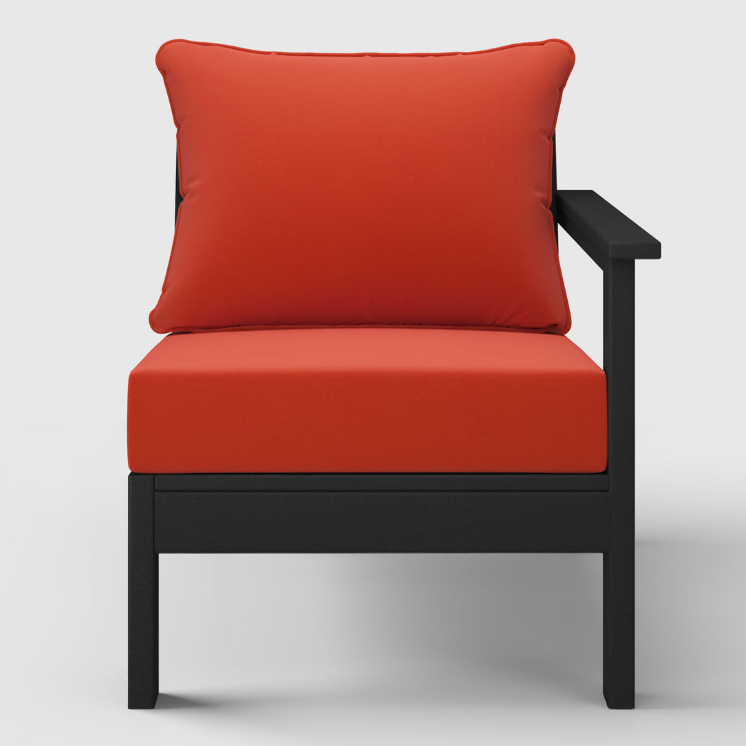 Avalon Outdoor Patio HDPE Right Arm Sectional Corner Club Chair with Patio Cushions