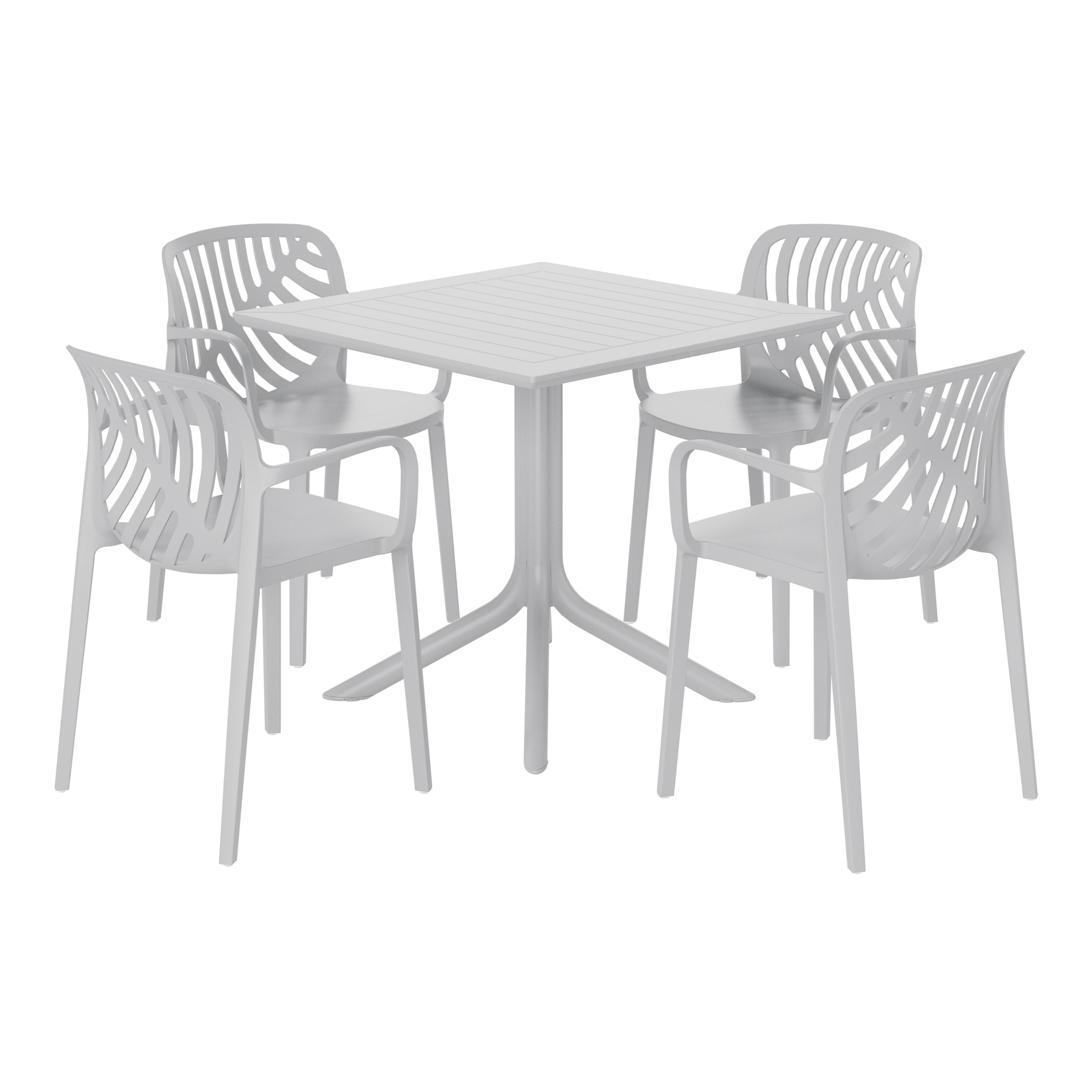 Playa 5-Piece Outdoor Square Patio Dining Table Set with Stackable Patio Dining Chairs