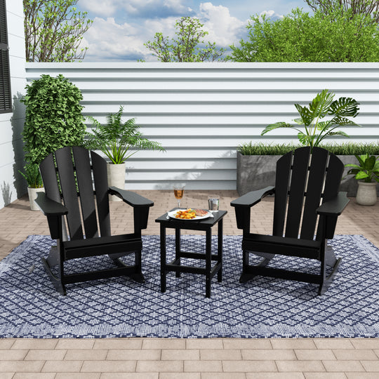 Malibu Westintrends 3-Piece set Outdoor / Patio Poly Adirondack rocking chairs with a side table ( 2 seater )