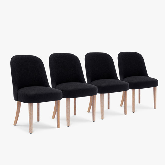 Genevieve Mid-Century Modern Upholstered Boucle Dining Chair (Set of 4)