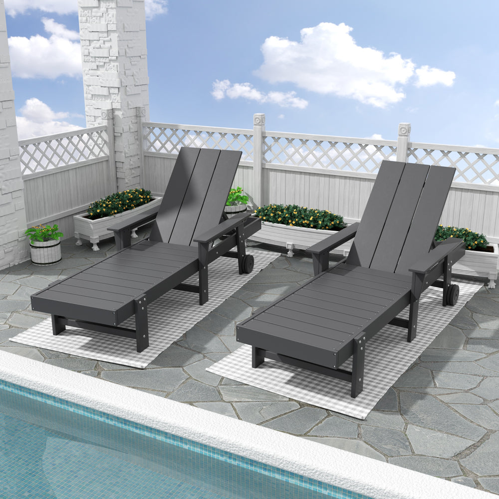 Ashore 2 Piece Reclining Chaise Lounge With Arms & Wheels