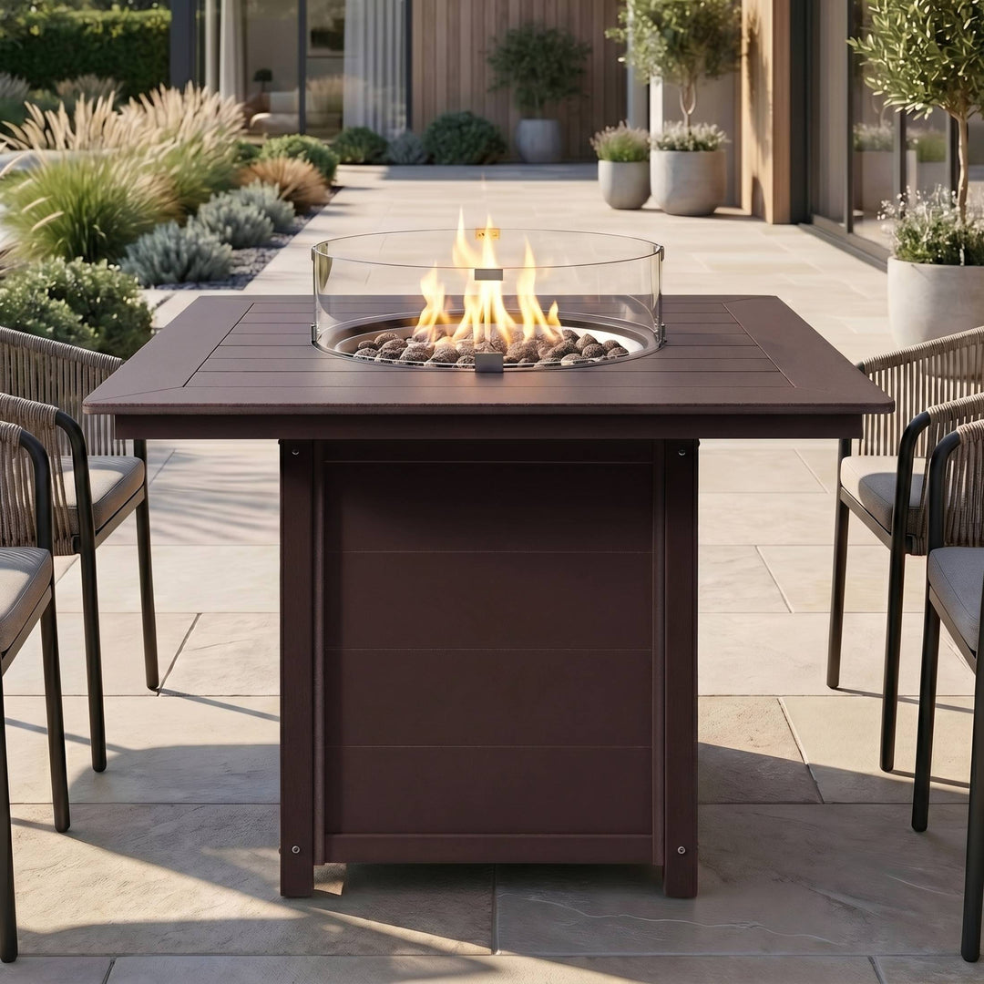 Helios 42" Modern Outdoor Patio Gas Propane Square Fire Pit Table