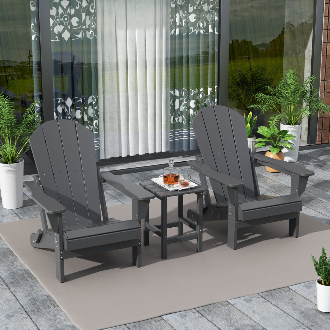 Malibu Westintrends 3-Piece set Outdoor / Patio Poly Adirondack chair set with a side table ( 2 seater )