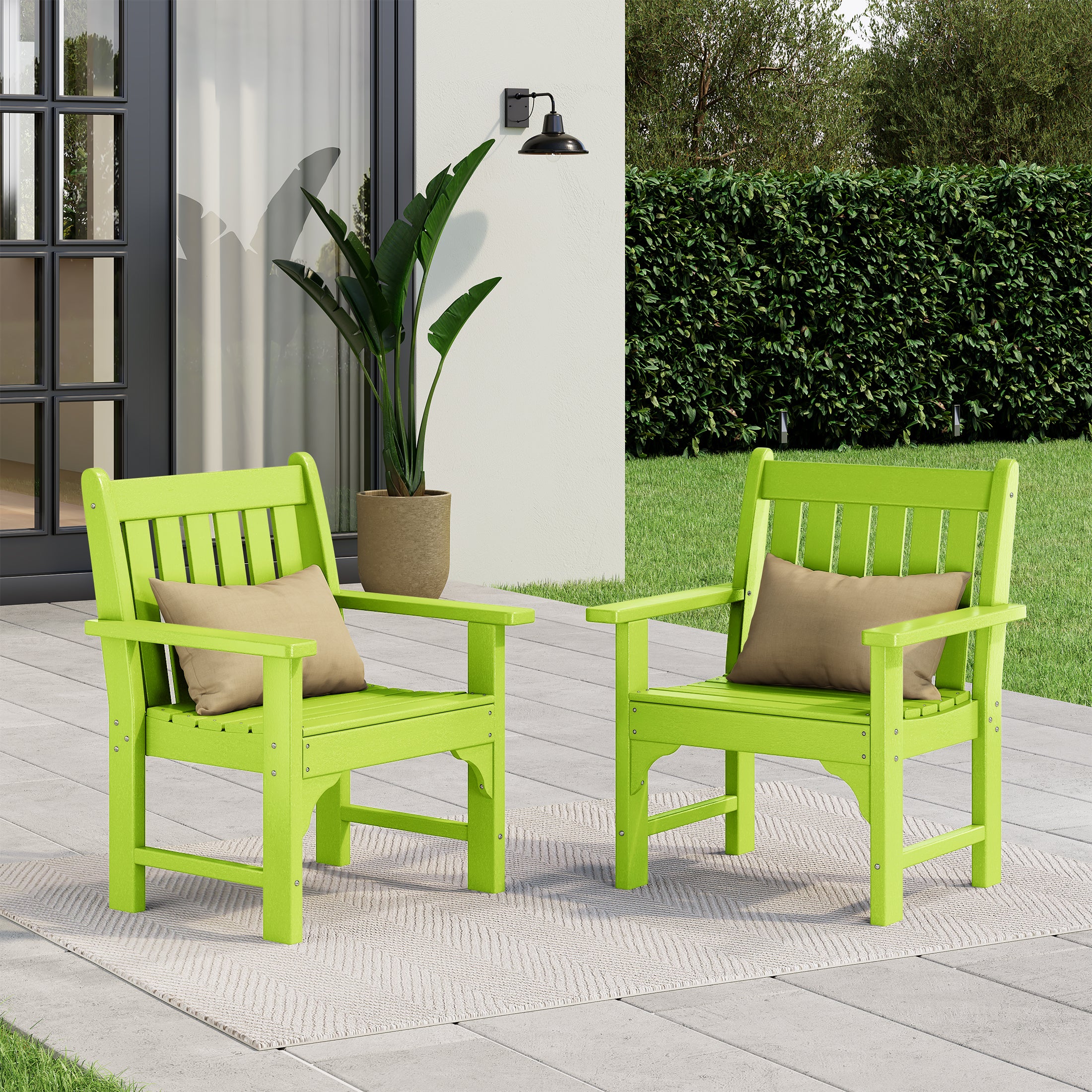 Malibu Outdoor Patio HDPE Adirondack Dining Arm Chairs (Set of 2)