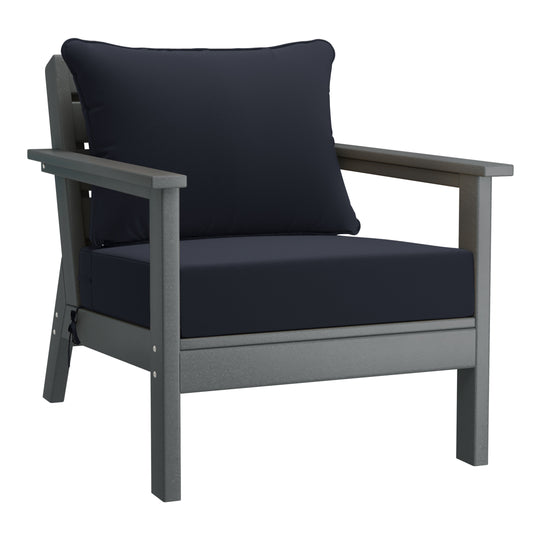 Avalon Outdoor Modern HDPE Patio Club Chairs with Deep Seat Cushions (Set of 2)