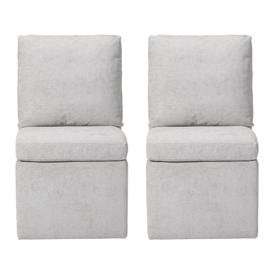 Soho Modern Upholstered Chenille Armless Dining Chairs With Casters (Set of 2)