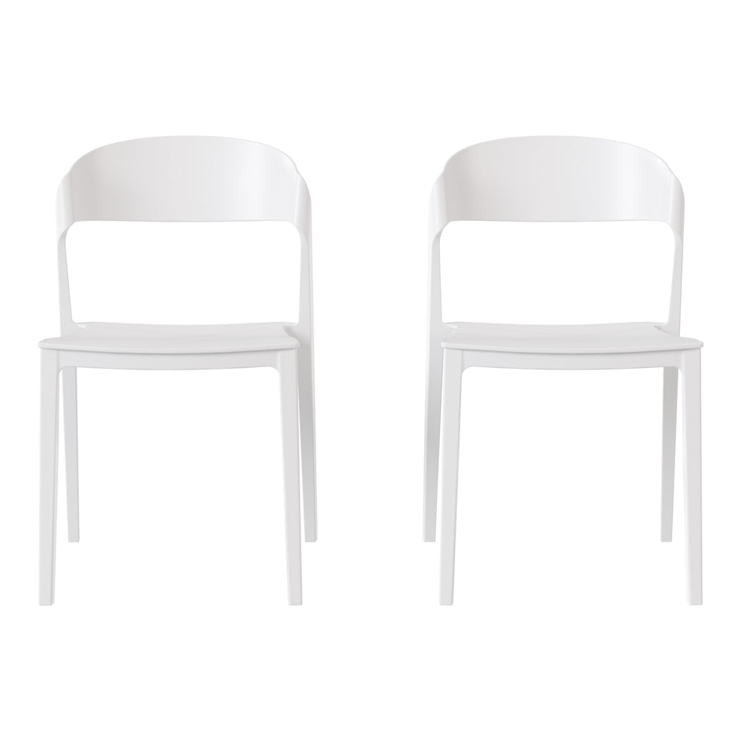 Playa Outdoor Modern Stackable Plastic Patio Bistro Dining Side Chairs (Set of 2)