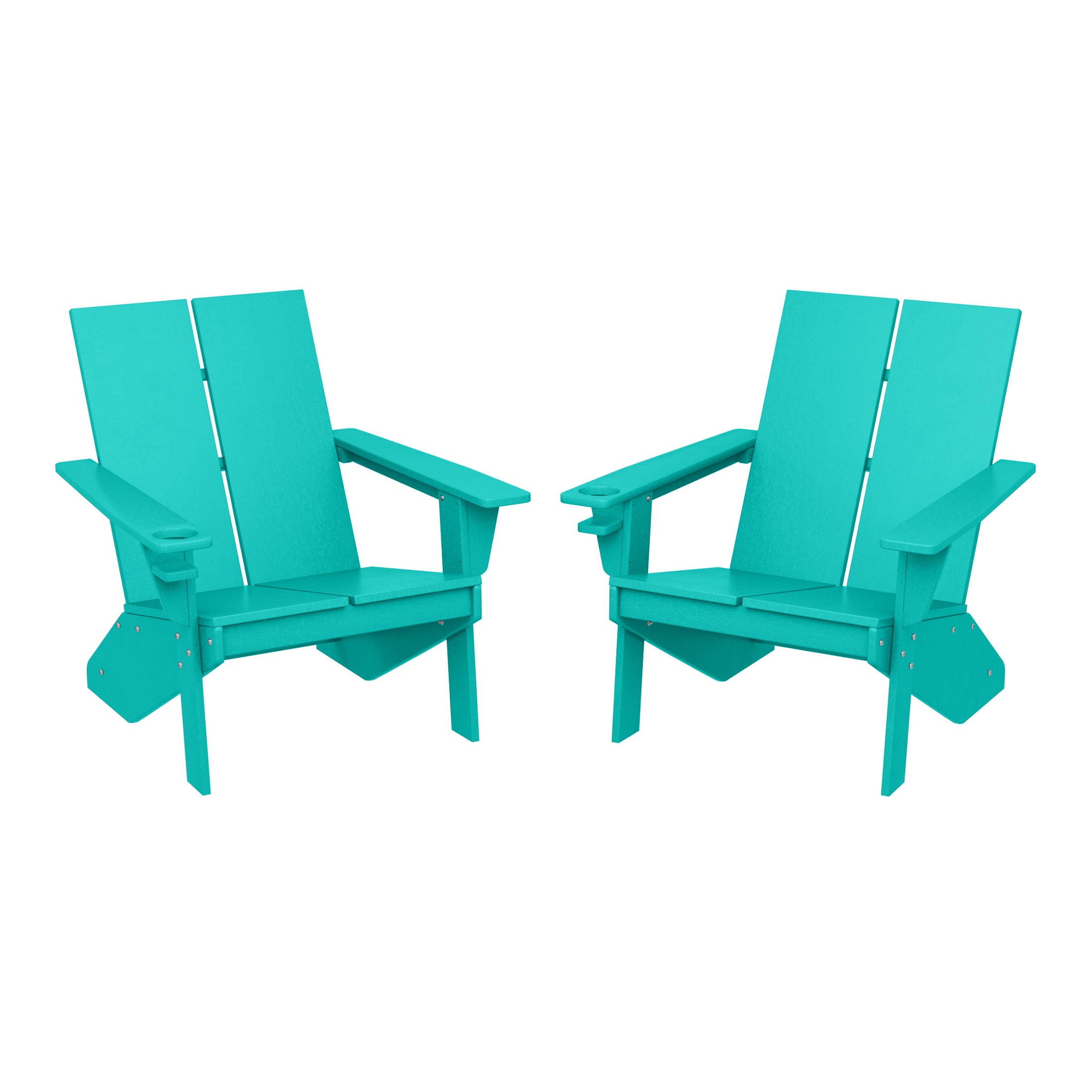 Riviera Outdoor HDPE Modern Adirondack Chair with Cup Holder (Set of 2)
