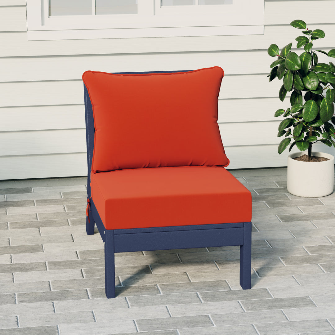 Avalon Outdoor HDPE Deep Seating Modular Armless Patio Chair with Patio Cushions