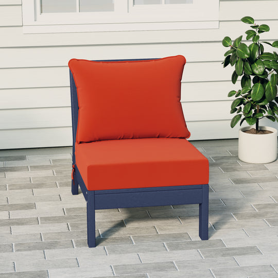 Avalon Outdoor HDPE Deep Seating Modular Armless Patio Chair with Patio Cushions