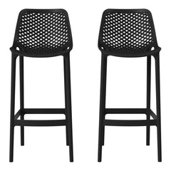 Playa 41.75" Outdoor Modern Polypropylene Plastic Patio Bar Height Stools (Set of 2)