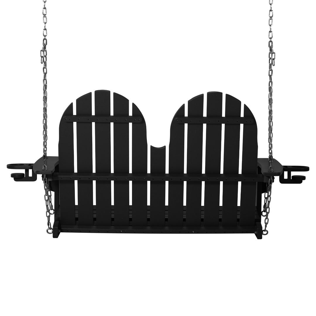 St. Augustine 4ft Outdoor HDPE Poly Farmhouse Hanging Porch Swing With Cup Holders