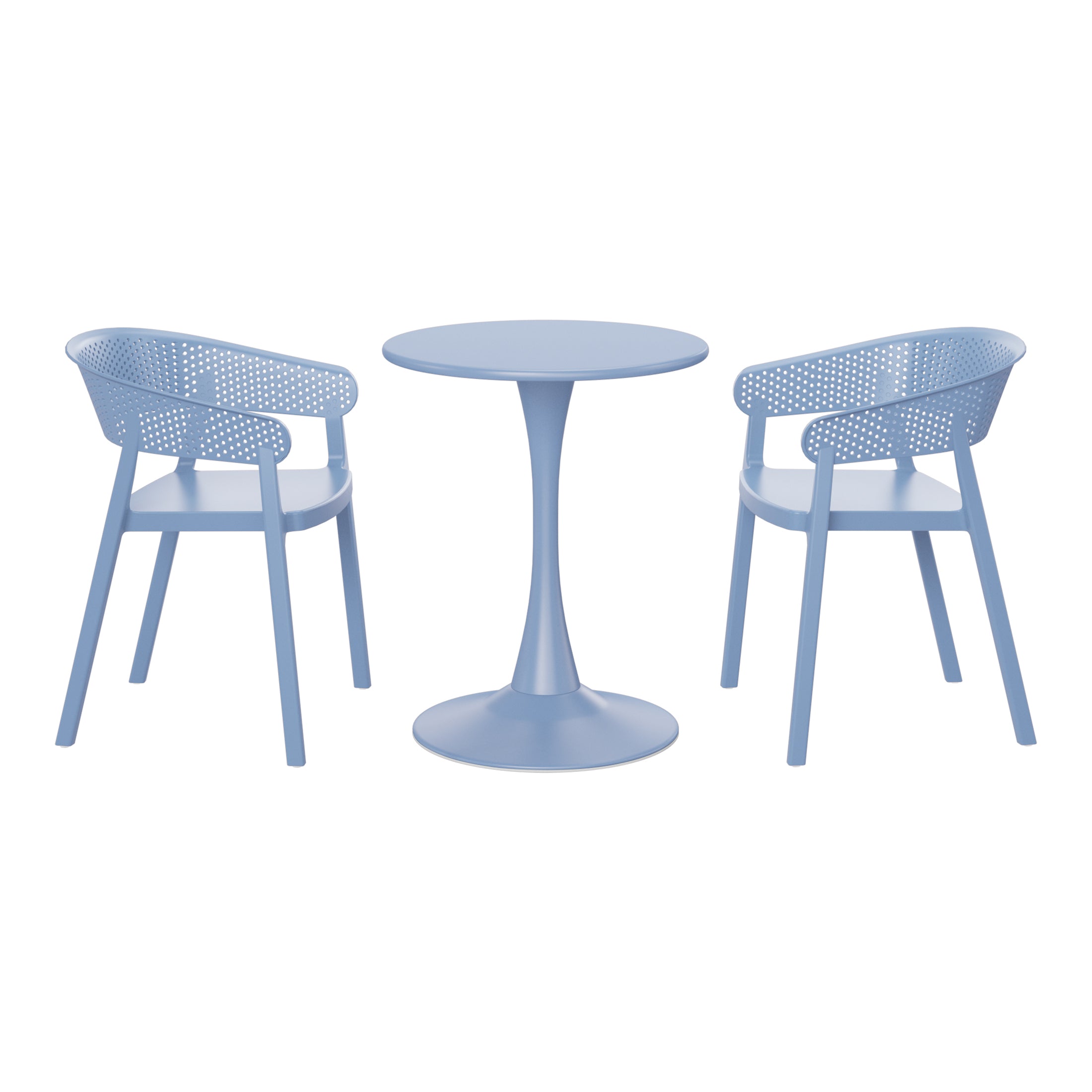 Playa 3-Piece Indoor Outdoor Metal Patio Dining Table Set With Stackable Patio Chairs