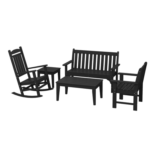 Malibu 5-Piece HDPE Outdoor Patio Furniture Couch and Rocking Chair Set
