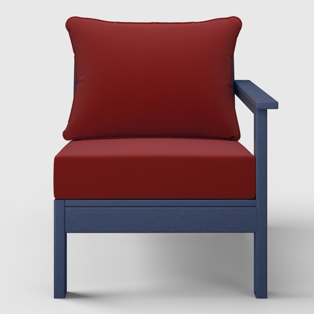 Avalon Outdoor Patio HDPE Right Arm Sectional Corner Club Chair with Patio Cushions