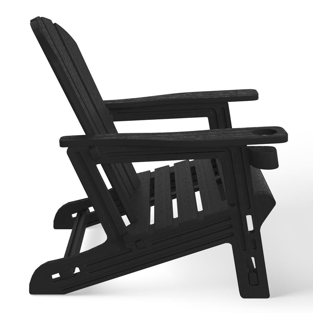 Azura 3-Piece HDPE Plastic Adirondack Patio Chairs With 18" Square Side Table Set