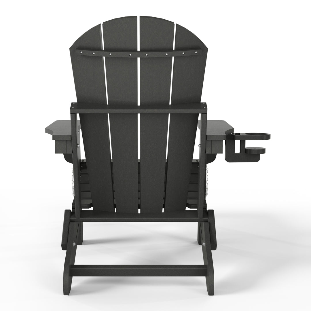 Malibu Folding Adjustable Adirondack Chair with Retractable Ottoman and Cup Holder (Set of 2)