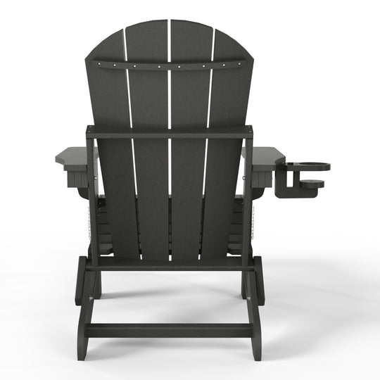 Malibu Folding Adjustable Adirondack Chair with Retractable Ottoman and Cup Holder (Set of 2)