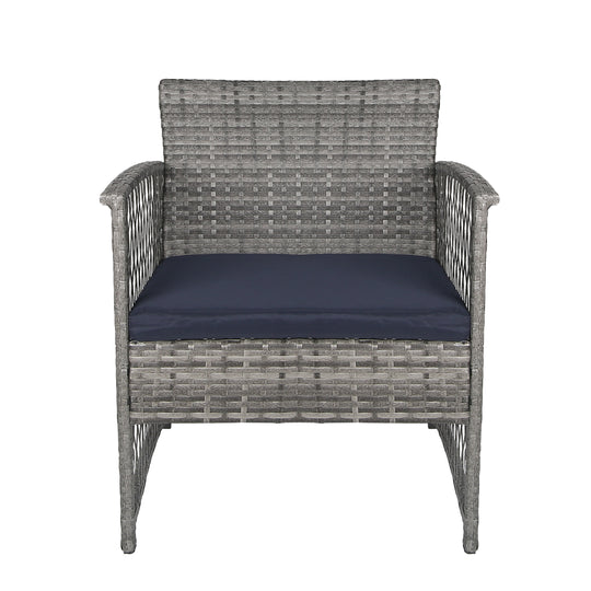 Melvi 4-Piece Outdoor Patio Wicker Conversation Set, Gray