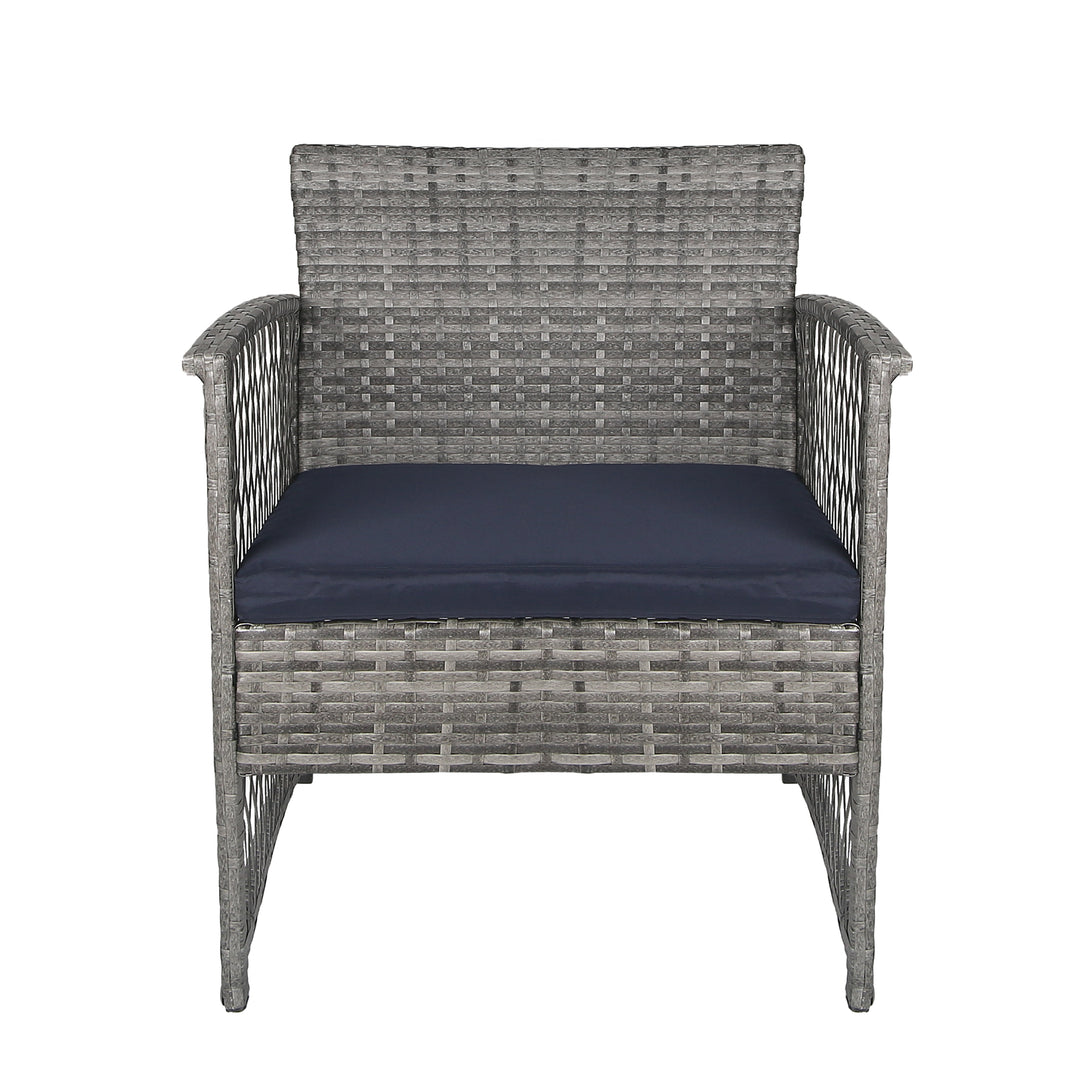 Melvi 3-Piece Outdoor Patio Wicker Conversation Set, Gray