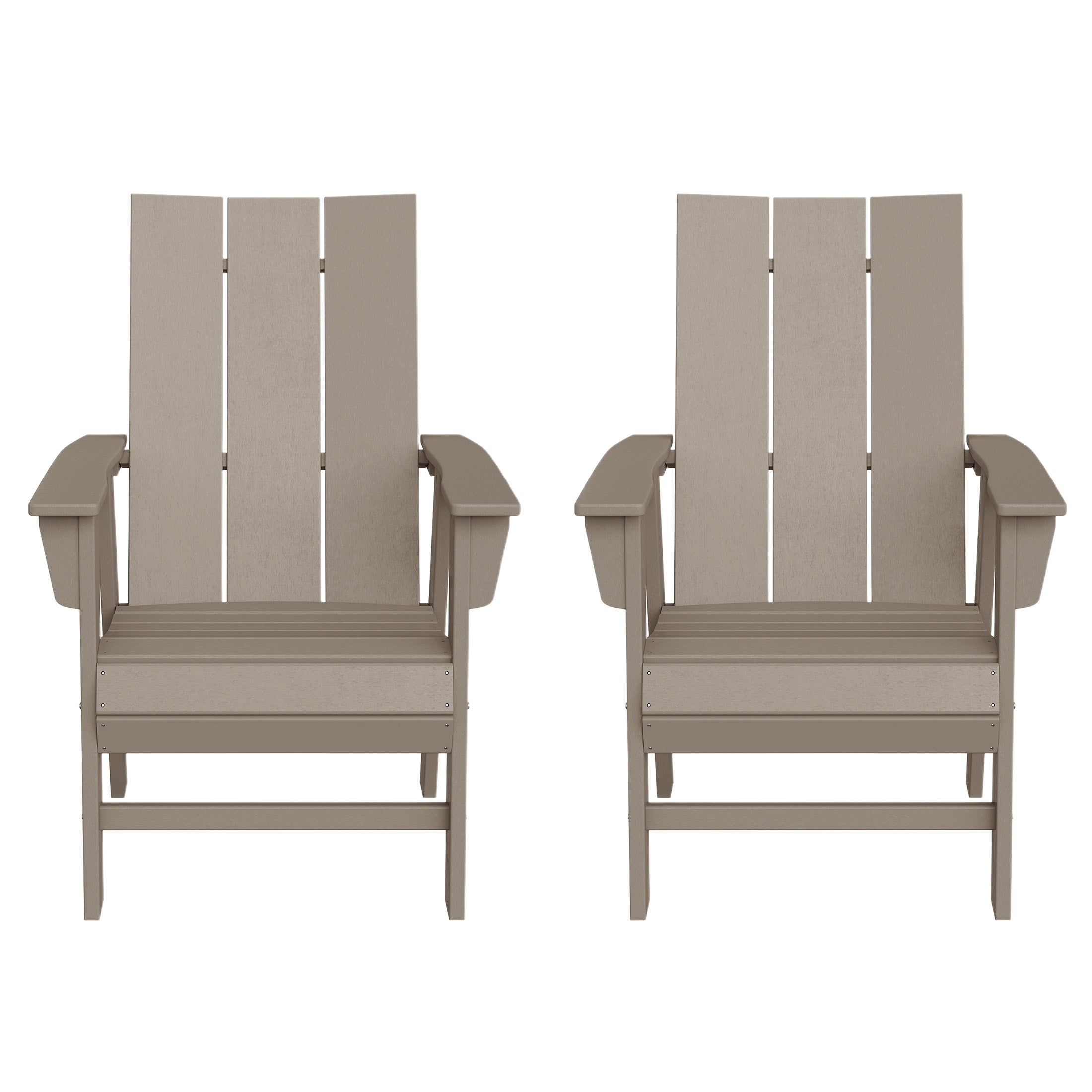 Ashore Outdoor Patio HDPE Plastic Modern Adirondack Dining Chairs (Set of 2)