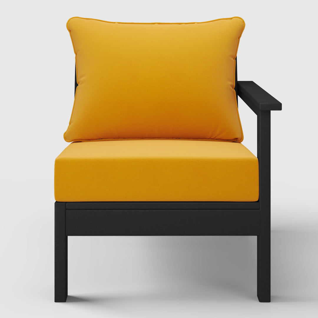 Avalon Outdoor Patio HDPE Right Arm Sectional Corner Club Chair with Patio Cushions