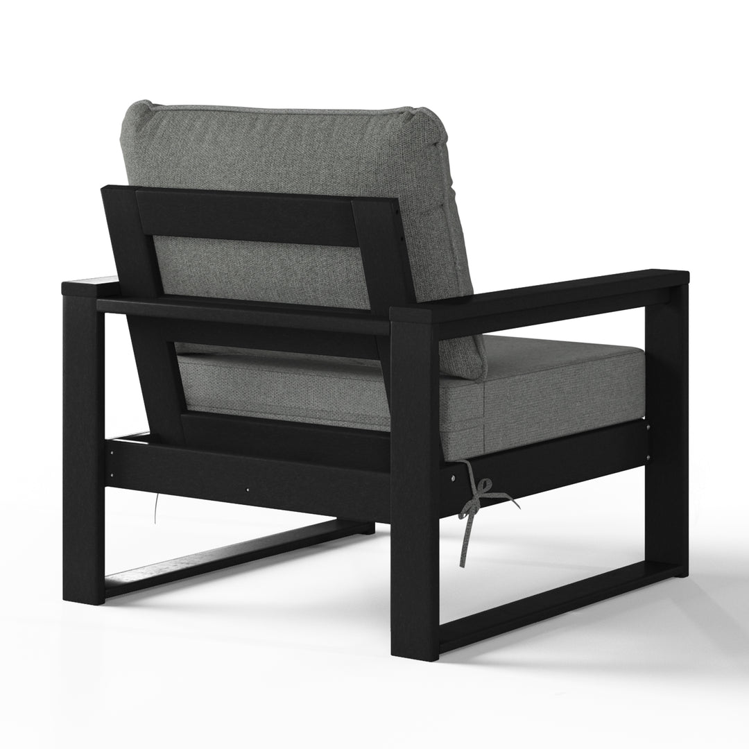 Outdoor Modern HDPE Patio Club Chair with Waterproof Deep Seat Cushions