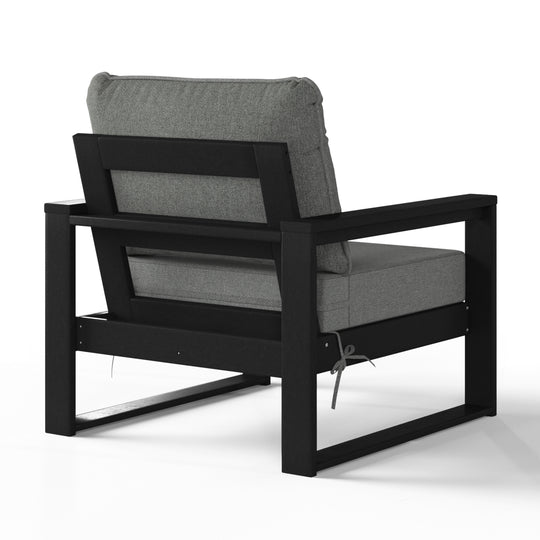 Outdoor Modern HDPE Patio Club Chair with Waterproof Deep Seat Cushions