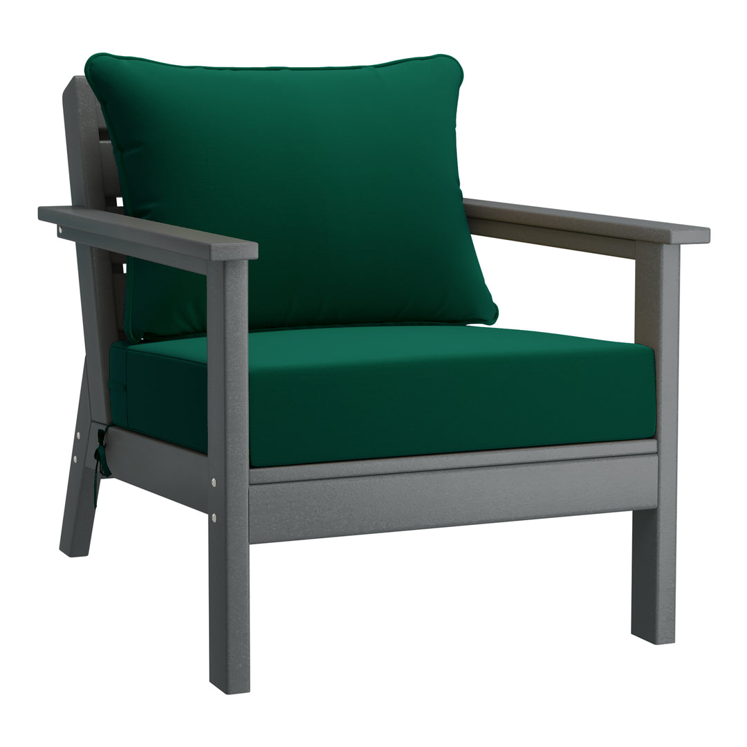 Avalon Outdoor Modern HDPE Patio Club Chairs with Deep Seat Cushions (Set of 2)
