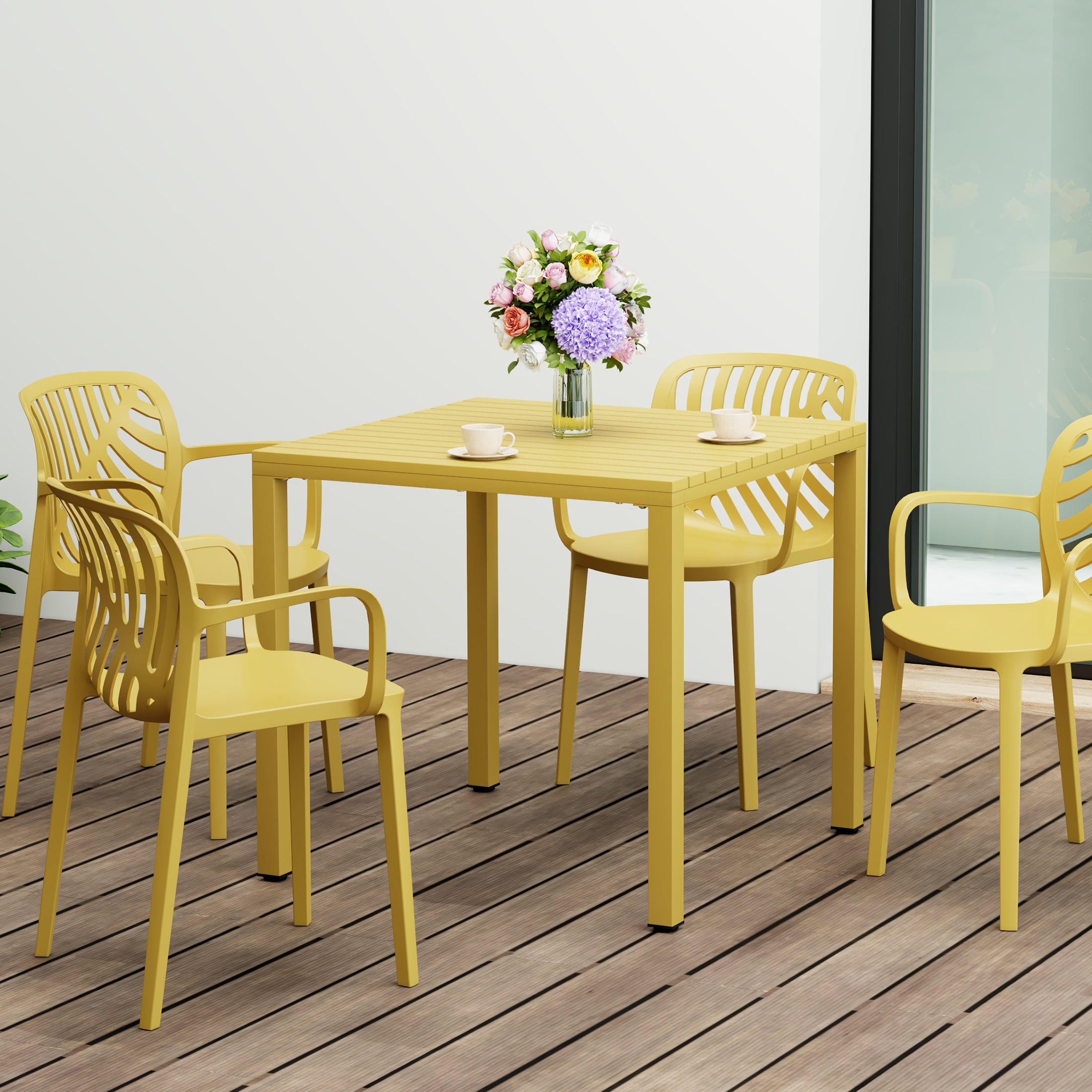Playa 31.5" Iron Metal Frame Outdoor Square Patio Dining Table