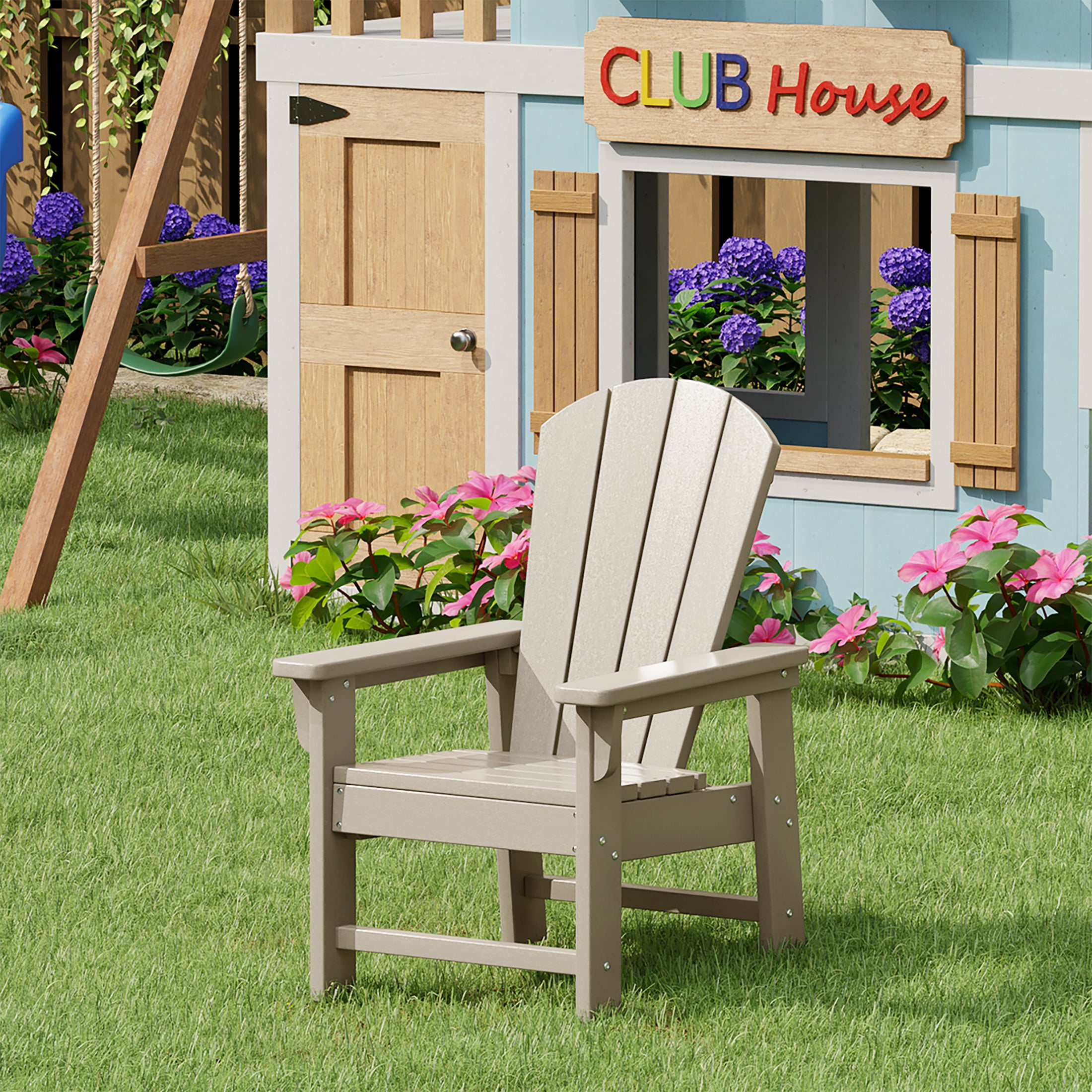 Malibu Kids Outdoor HDPE Adirondack Plastic Patio Chair