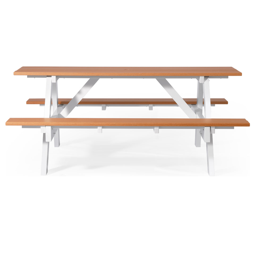 Greenville Outdoor 70" HDPE Plastic Picnic Table Bench With Umbrella Hole