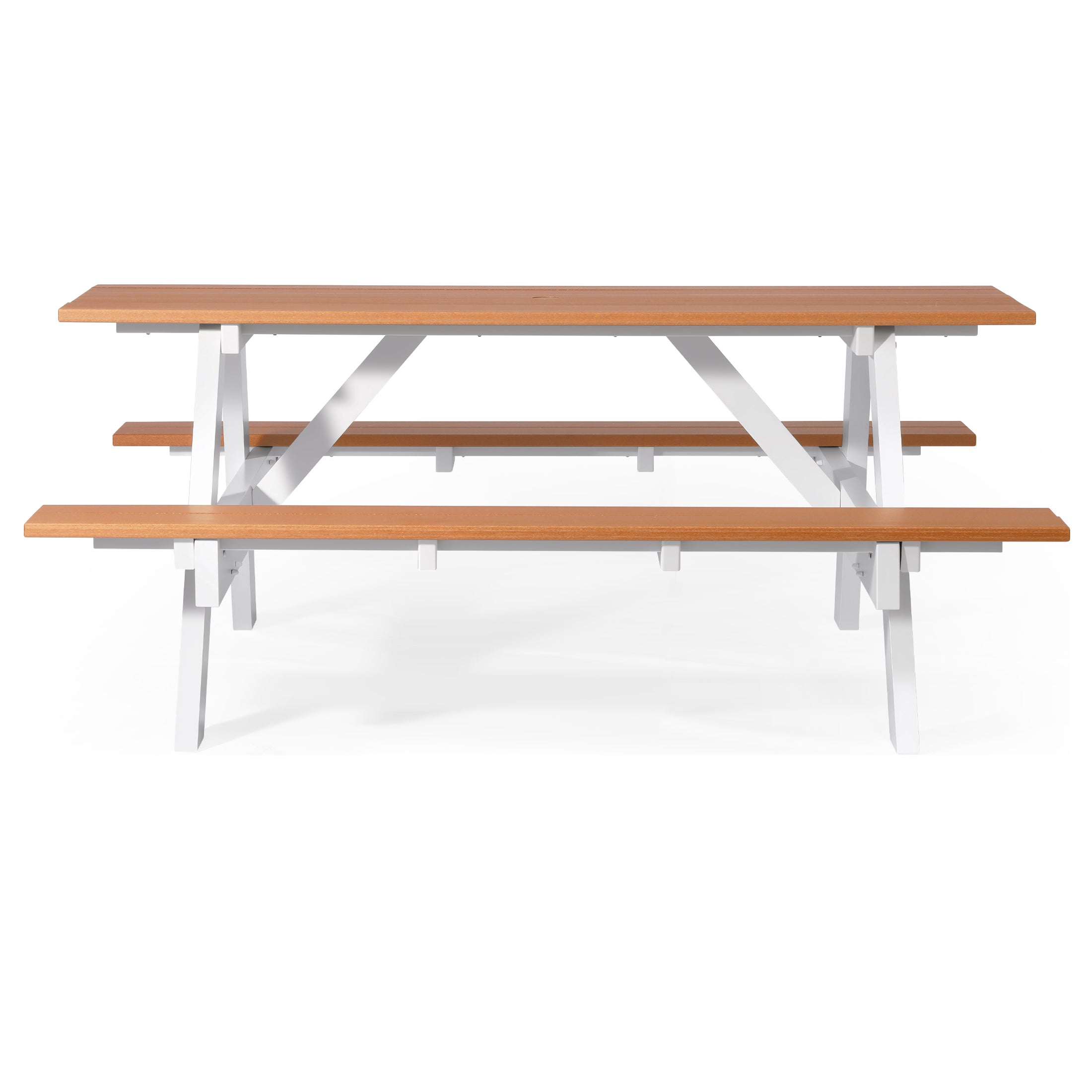 Greenville Outdoor 70" HDPE Plastic Picnic Table Bench With Umbrella Hole