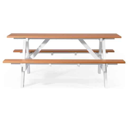 Greenville Outdoor 70" HDPE Plastic Picnic Table Bench With Umbrella Hole