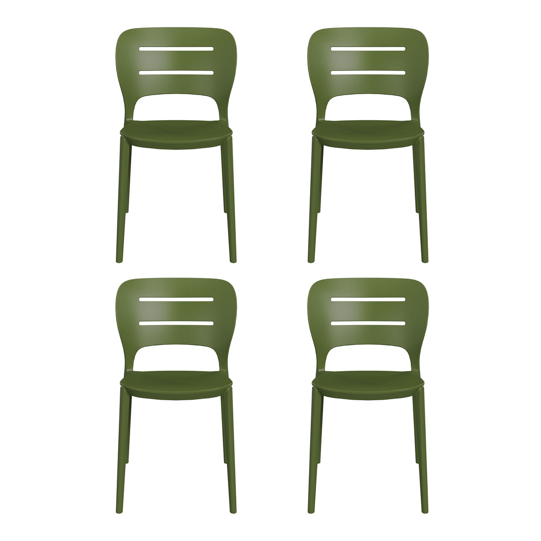 Playa Outdoor Modern Stackable Plastic Patio Dining Side Chairs (Set of 4)