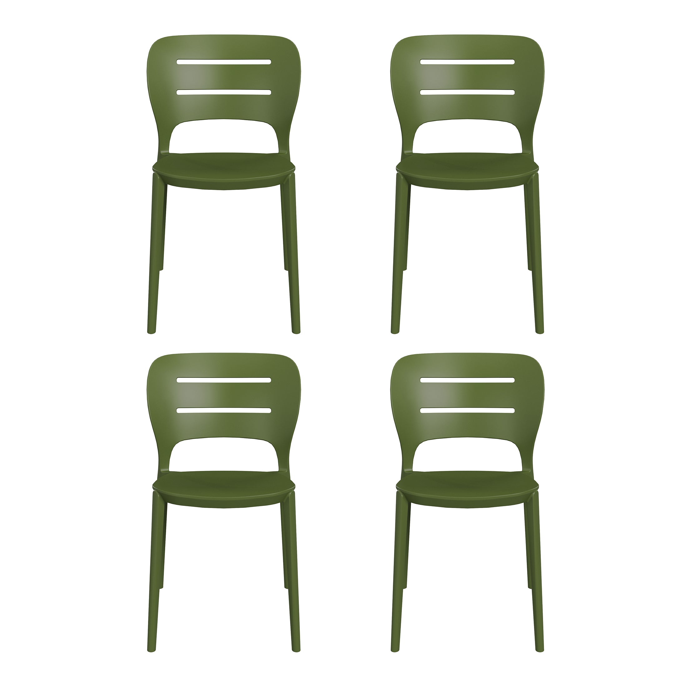 Playa Outdoor Modern Stackable Plastic Patio Dining Side Chairs (Set of 4)