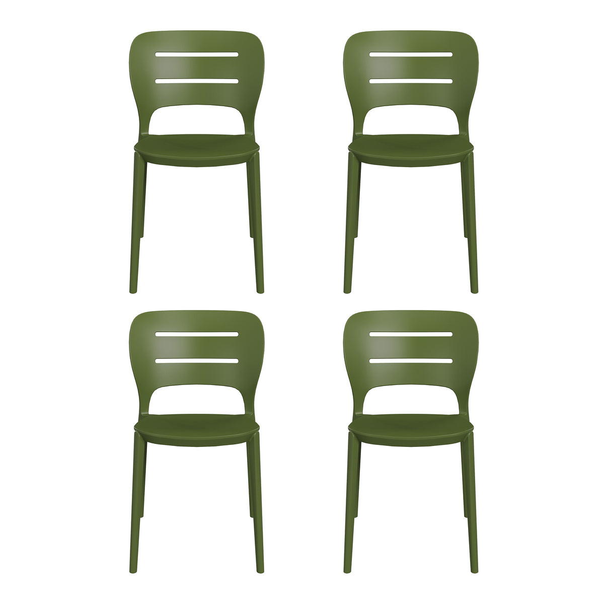 Playa Outdoor Modern Stackable Plastic Patio Dining Side Chairs (Set of 4)