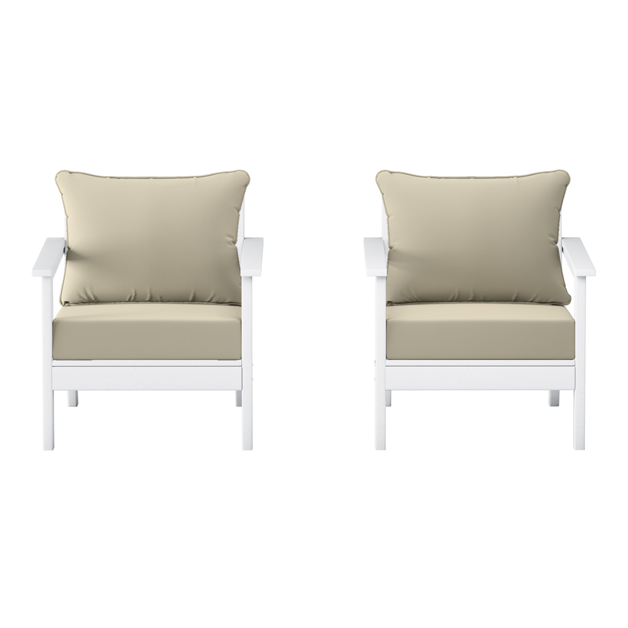 Avalon Outdoor Modern HDPE Patio Club Chairs with Deep Seat Cushions (Set of 2)