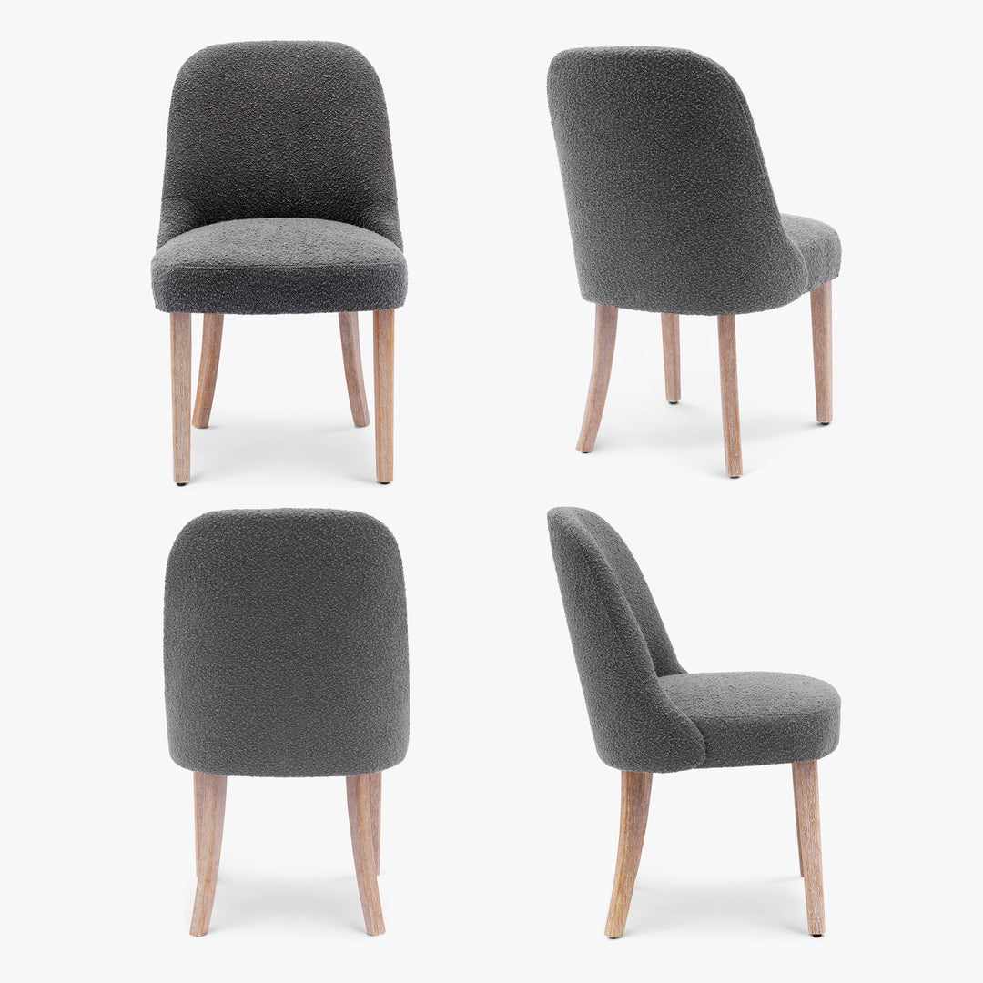 Genevieve Mid-Century Modern Upholstered Boucle Dining Chair (Set of 4)