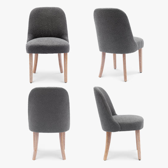 Genevieve Mid-Century Modern Upholstered Boucle Dining Chair (Set of 4)