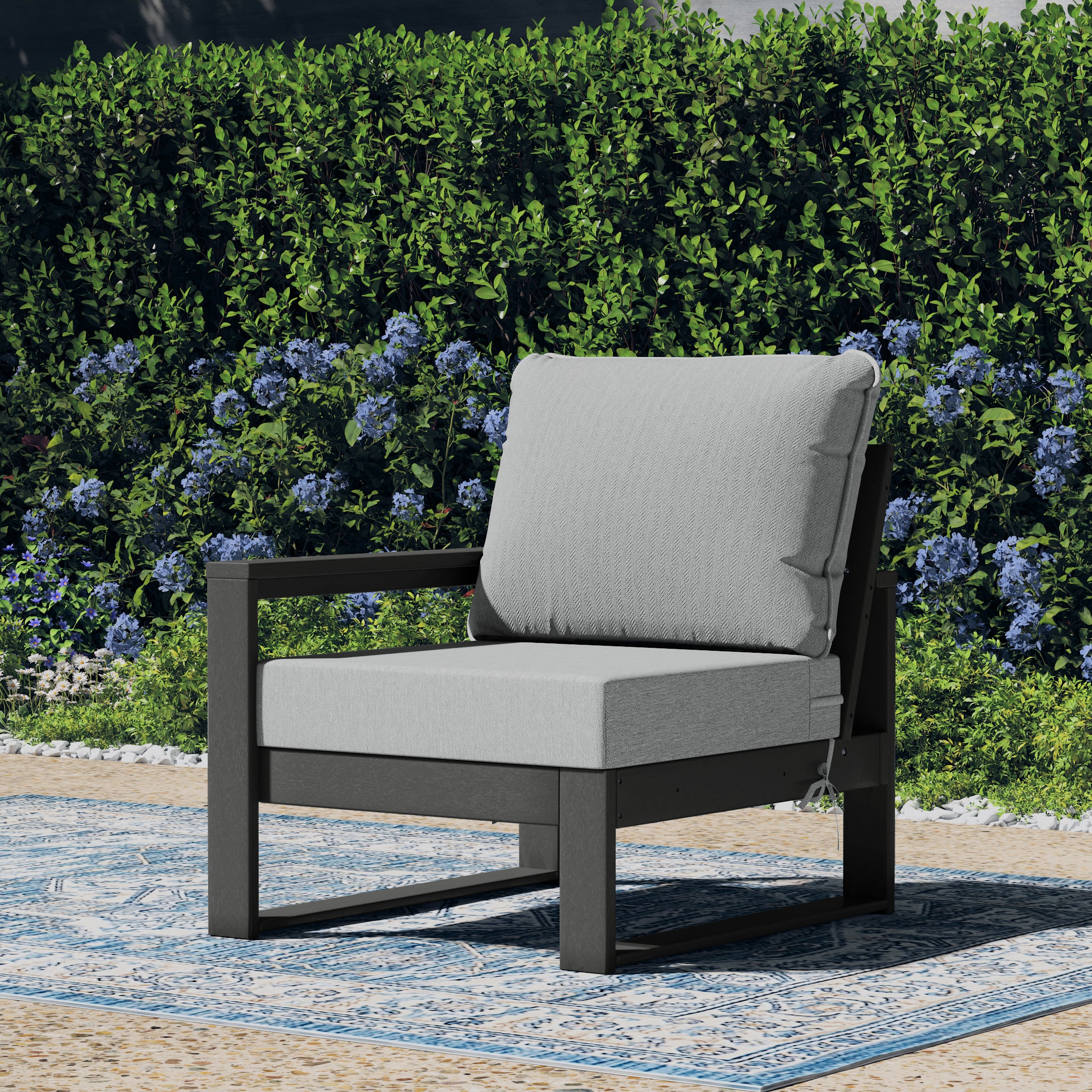 Montara Outdoor HDPE Left Arm Sectional Patio Corner Club Chair with Patio Cushions
