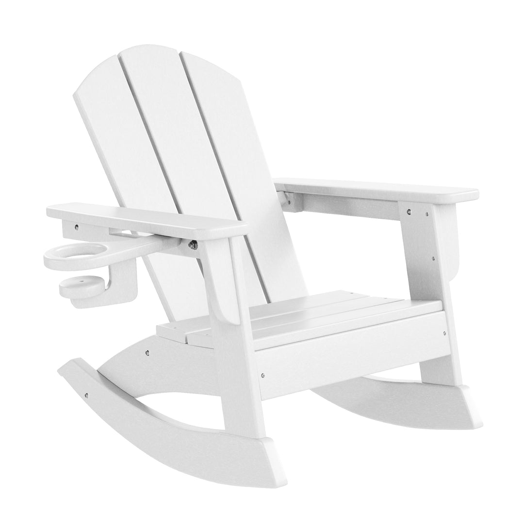 Malibu 3-Piece Kids Rocking Chair With Cup Holder and Square Side Table Set