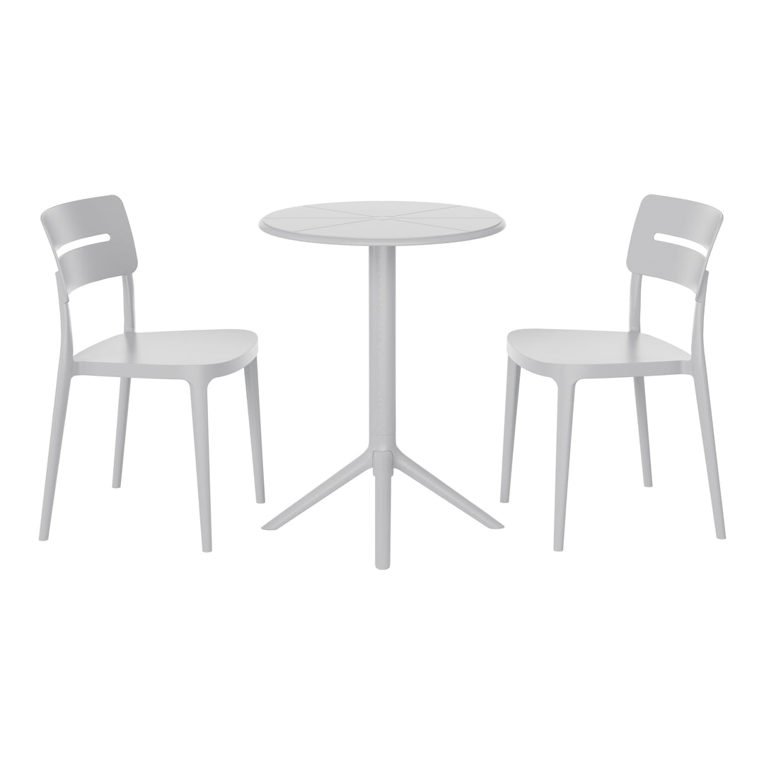 Playa 3-Piece Outdoor Resin Patio Bistro Set with Stackable Patio Dining Chairs