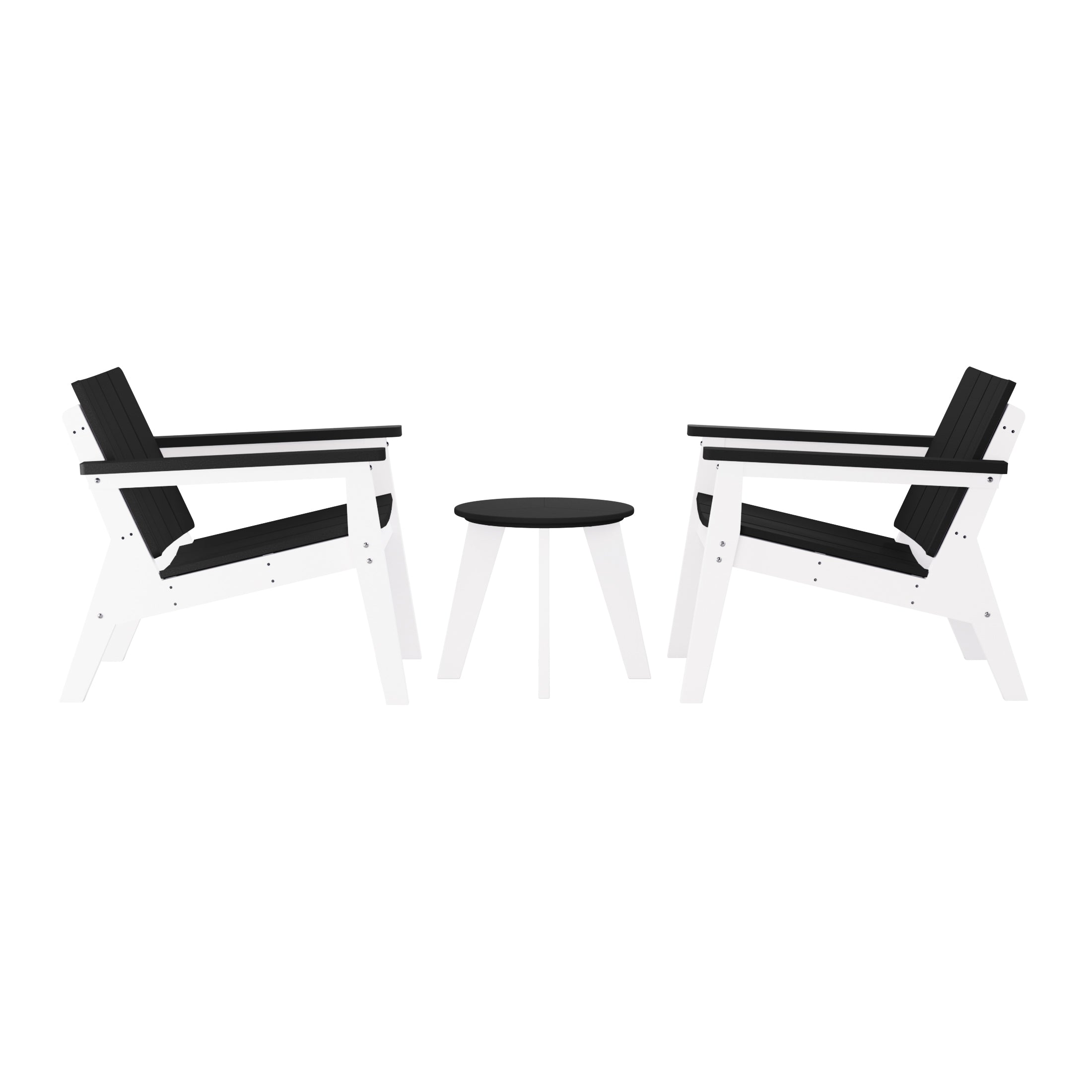 Pacifica 3-Piece Outdoor HDPE Conversation Set with Deep Seating Chairs and Round Side Table
