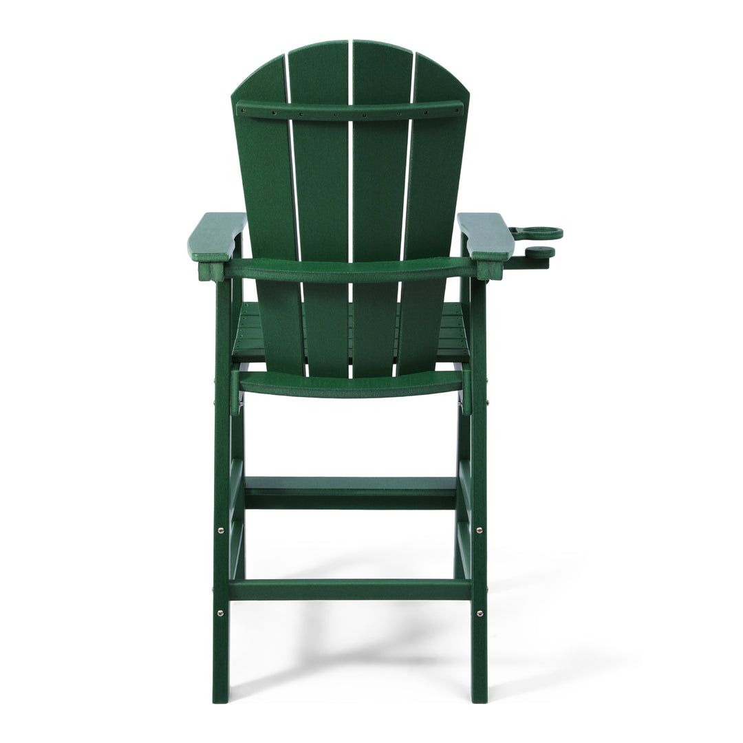 Malibu Outdoor HDPE Tall Adirondack Bar Height Chair With Cup Holder